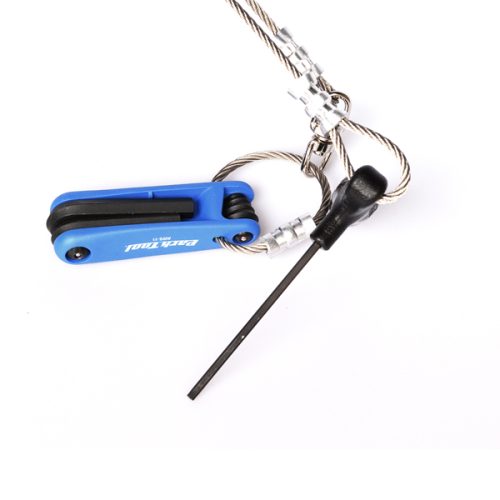 Hex and Torx Tool key for Cyclehoop Repair Stand attached to a metal wire
