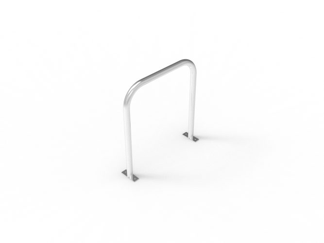 Looking down at the Sheffield bike stand with a silver finish